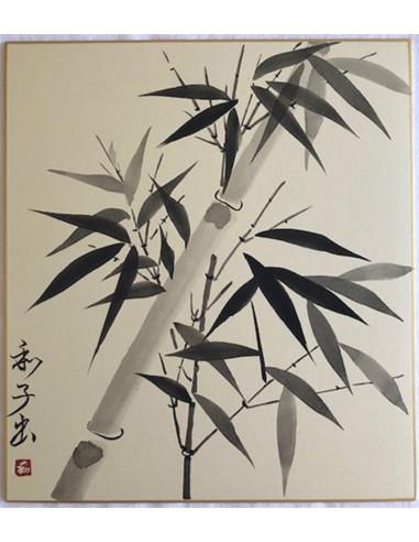 SUMIE Bamboo - Japanese painting on shikishi paper