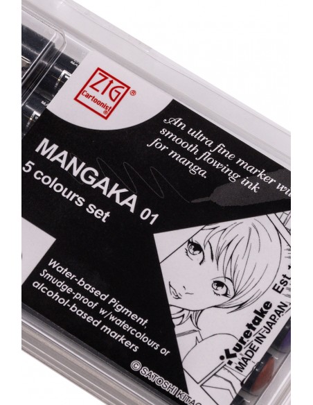 Penna Manga Giapponese Kuretake Nero - Set di 8 taglie